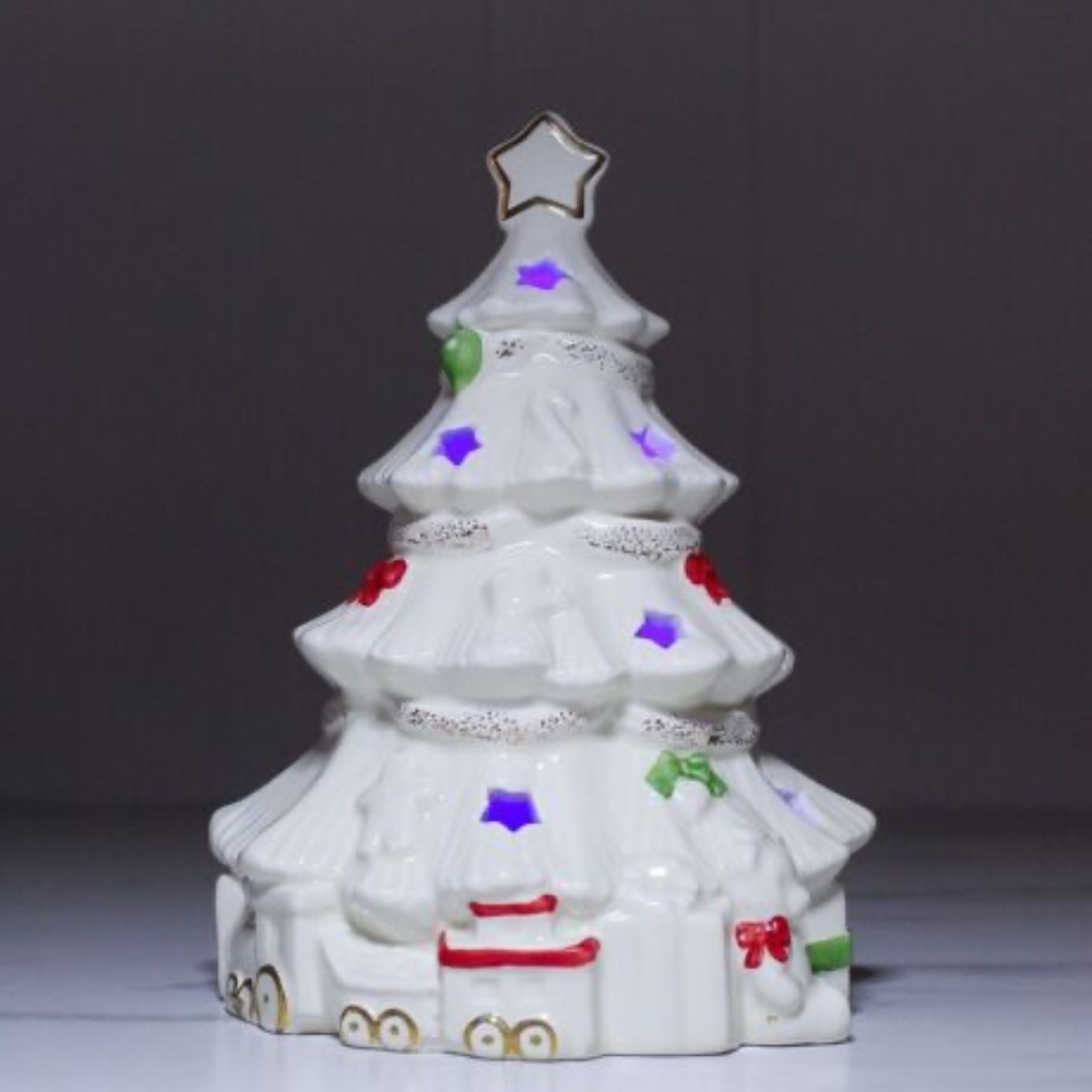 LENOX Season's Sparkle Porcelain Lighted Color Changing Lit Tree Figure